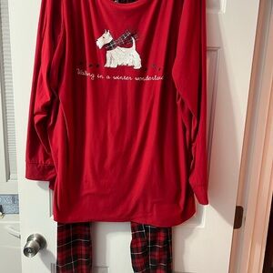 Croft & Barrow Red Women’s Pajama Set with Dog Design.
